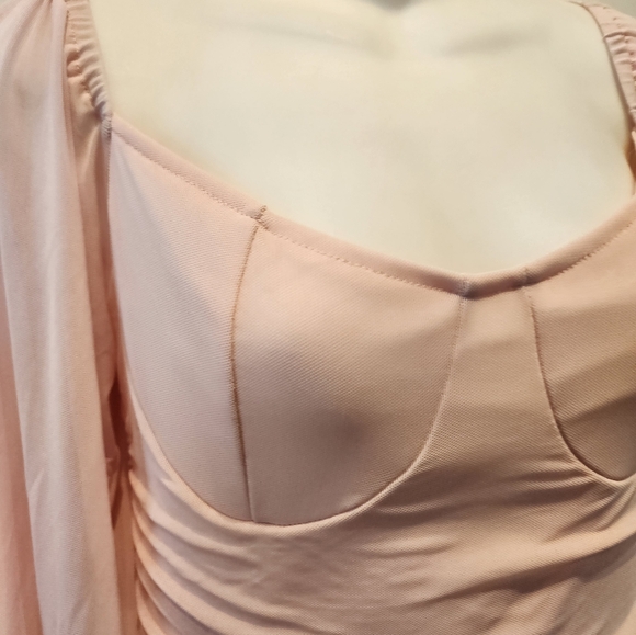 New Pink Bodycon Dress Pencil Dress with Bishop Sleeves Size S - Picture 5 of 7